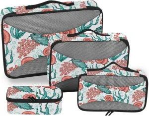 Travel Bags Organizer for Luggage 4 Set Suitcase Organizer Bags Packing Cubes for Luggage Packing Cunes Underwater World