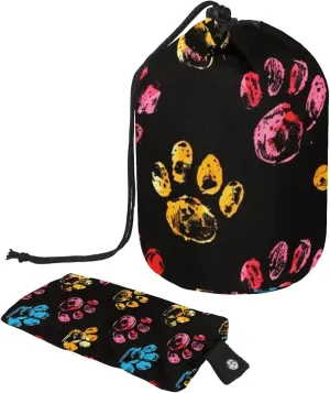 Travel Cosmetic Bags bucket Makeup Bag, Abstract Color Dog Paw Women Portable Foldable Cases, Multifunctional Toiletry Bucket Bags Round Organizer Storage