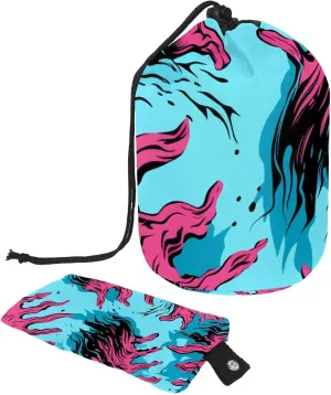 Travel Cosmetic Bags bucket Makeup Bag, Art Abstract Paw Print Women Portable Foldable Cases, Multifunctional Toiletry Bucket Bags Round Organizer Storage