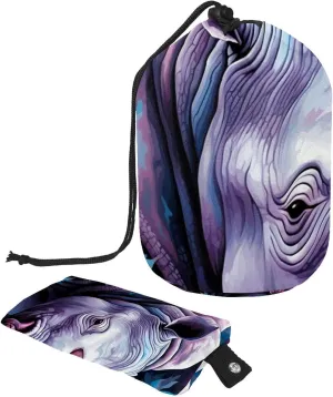Travel Cosmetic Bags bucket Makeup Bag, Art Purple Rhino 46 Women Portable Foldable Cases, Multifunctional Toiletry Bucket Bags Round Organizer Storage