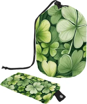 Travel Cosmetic Bags bucket Makeup Bag, Clover Four Leaf Clover Women Portable Foldable Cases, Multifunctional Toiletry Bucket Bags Round Organizer Storage