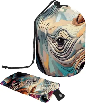 Travel Cosmetic Bags bucket Makeup Bag, Color Rhino Oil Paint 66 Women Portable Foldable Cases, Multifunctional Toiletry Bucket Bags Round Organizer Storage
