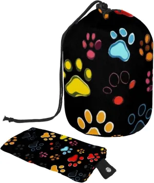 Travel Cosmetic Bags bucket Makeup Bag, Cute Dog Cat Paw Women Portable Foldable Cases, Multifunctional Toiletry Bucket Bags Round Organizer Storage