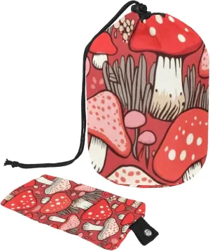 Travel Cosmetic Bags bucket Makeup Bag, Cute Mini Mushroom Women Portable Foldable Cases, Multifunctional Toiletry Bucket Bags Round Organizer Storage