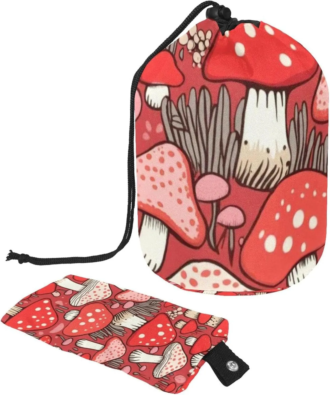 Travel Cosmetic Bags bucket Makeup Bag, Cute Mini Mushroom Women Portable Foldable Cases, Multifunctional Toiletry Bucket Bags Round Organizer Storage