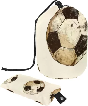 Travel Cosmetic Bags bucket Makeup Bag, Dirty Football Soccer Sports Ball 62 Women Portable Foldable Cases, Multifunctional Toiletry Bucket Bags Round Organizer Storage