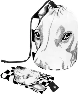 Travel Cosmetic Bags bucket Makeup Bag, Fun Black White Hipster Dog Head 42 Women Portable Foldable Cases, Multifunctional Toiletry Bucket Bags Round Organizer Storage