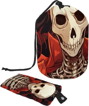 Travel Cosmetic Bags bucket Makeup Bag, Red Horror Skull Women Portable Foldable Cases, Multifunctional Toiletry Bucket Bags Round Organizer Storage
