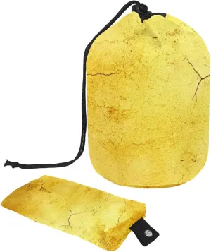 Travel Cosmetic Bags bucket Makeup Bag, Yellow Vintage Mottled Texture 2 Women Portable Foldable Cases, Multifunctional Toiletry Bucket Bags Round Organizer Storage