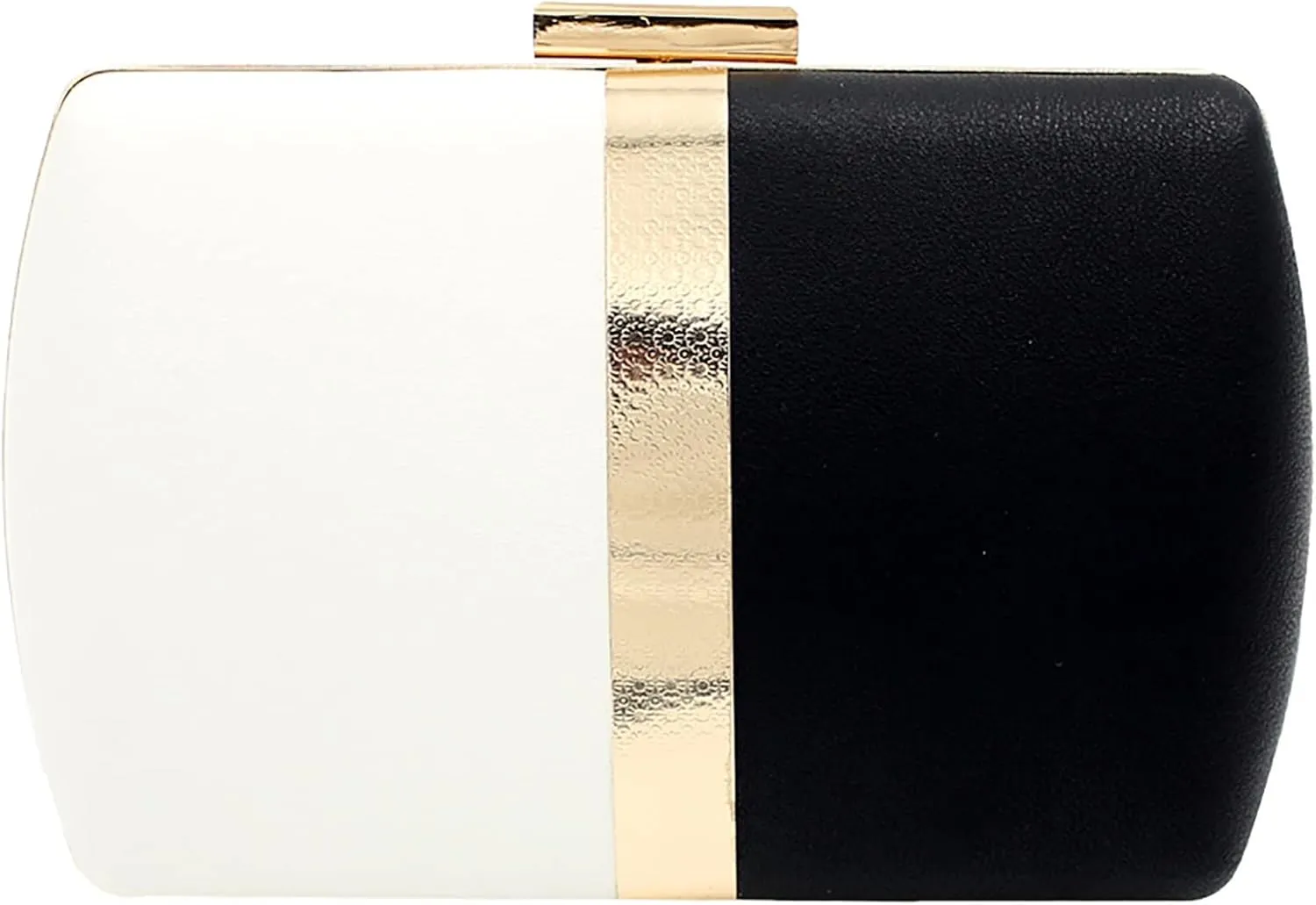 Two-Tone Clutch Purse for Women, PU Leather Evening Clutch Bag Occasion Wedding Party Wallet with Crossbody Chain (Color : Black and White)