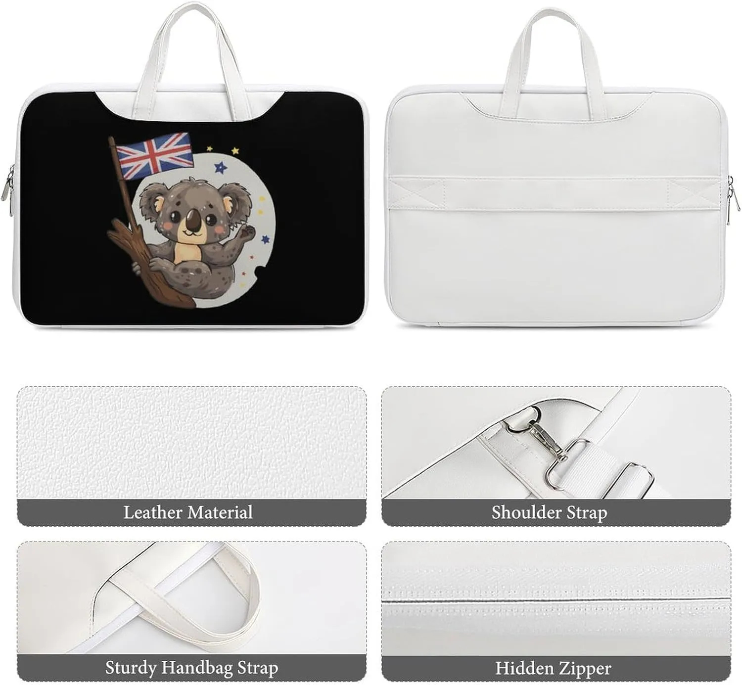 Uk Flag Koala Bear Laptop Tote Bag Waterproof Computer Carrying Case Business Office Briefcase