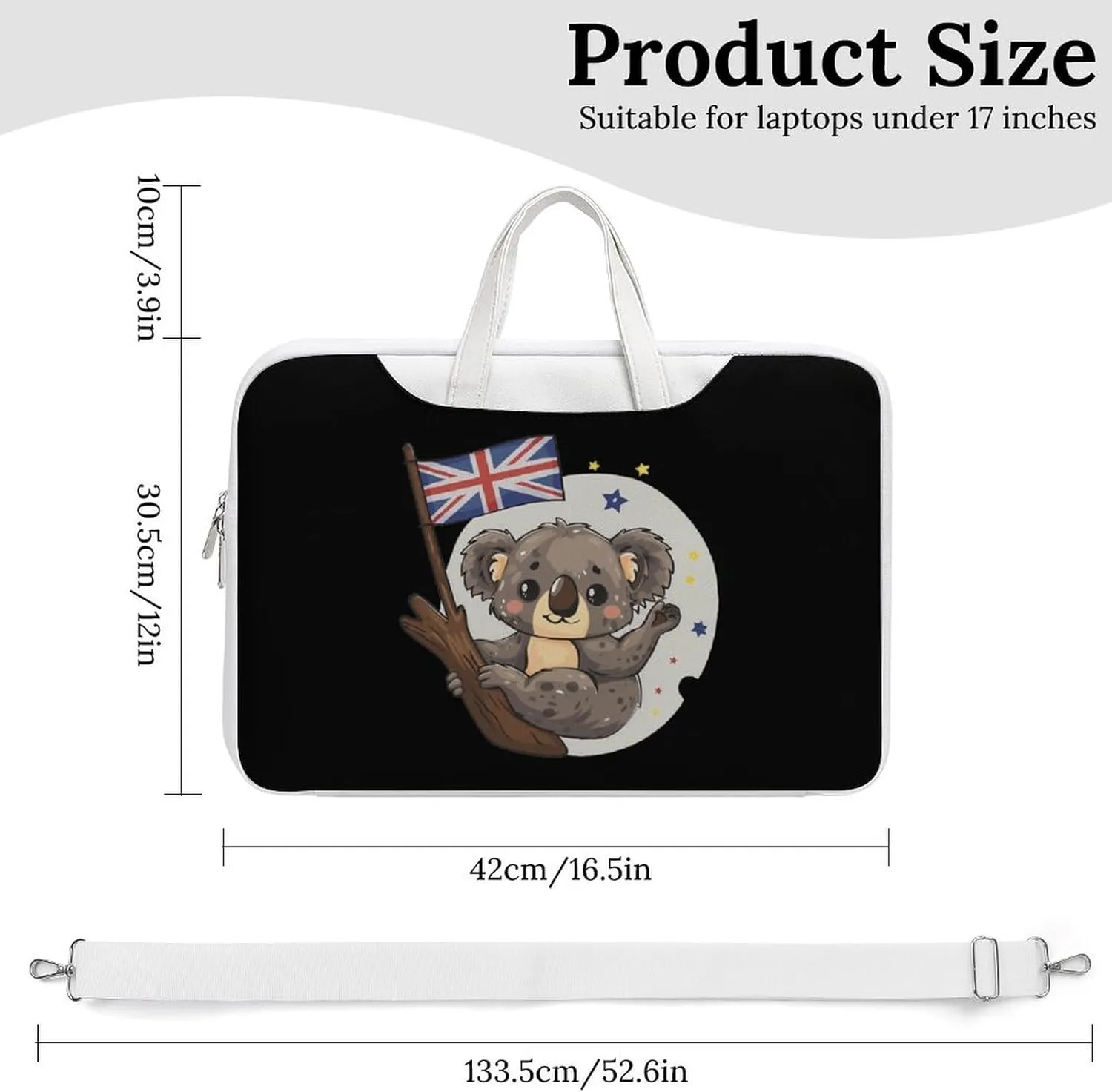 Uk Flag Koala Bear Laptop Tote Bag Waterproof Computer Carrying Case Business Office Briefcase