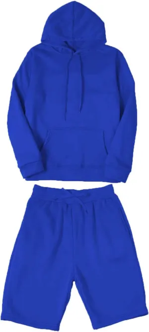 Unisex 2 Piece Sweatsuit for Men Women Oversized Solid Long Sleeve Hoodie Pullover Shorts Tracksuit Jogger Sweatpants