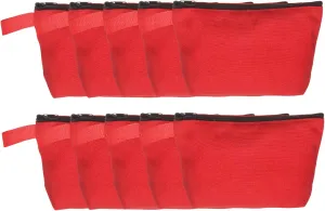 uxcell Canvas Makeup Bags, 10pcs Travel Cosmetic Bags Bulk, Multipurpose Plain Toiletry Zipper Pouches Blank DIY Craft Bags Pencil Bag for Women Teens, Red(7.5 x 5 x 1.8inch)