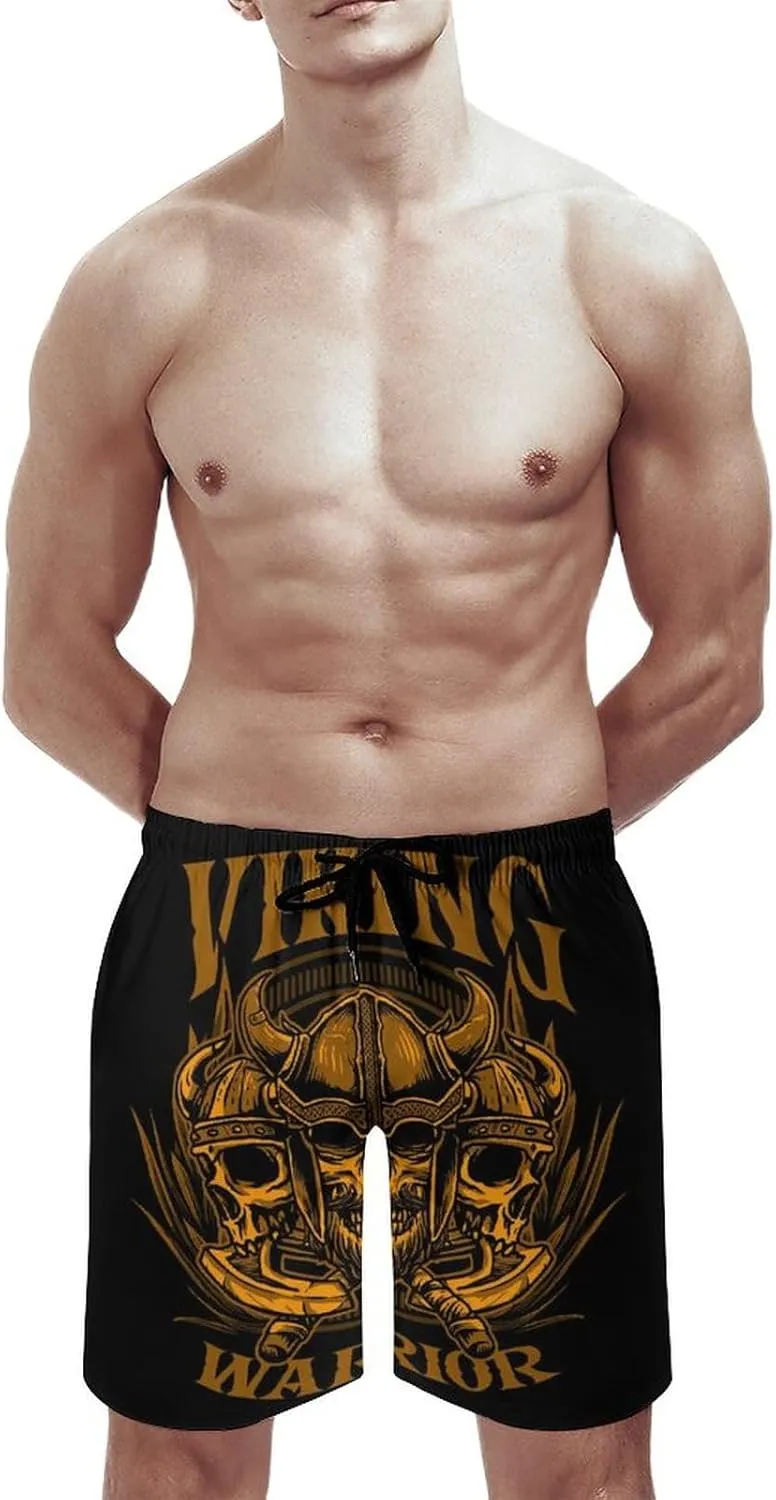 Viking Warrior Men's Swim Trunks Quick Dry Bathing Suit Swimming Shorts Beach Swimwear
