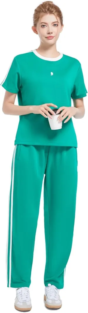 W JIANWANG Women's 2 Piece Lounge Sets for Women Tracksuit Sets Short Sleeve Sweatsuits for Women Travel Outfits