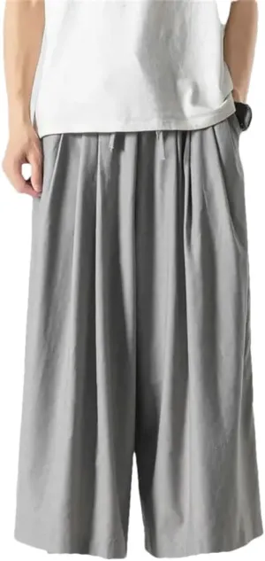 Wide Leg Pants Mens Joggers Casual Linen Trousers Men Autumn Vintage Harem Pants Drawstring Pants for Men