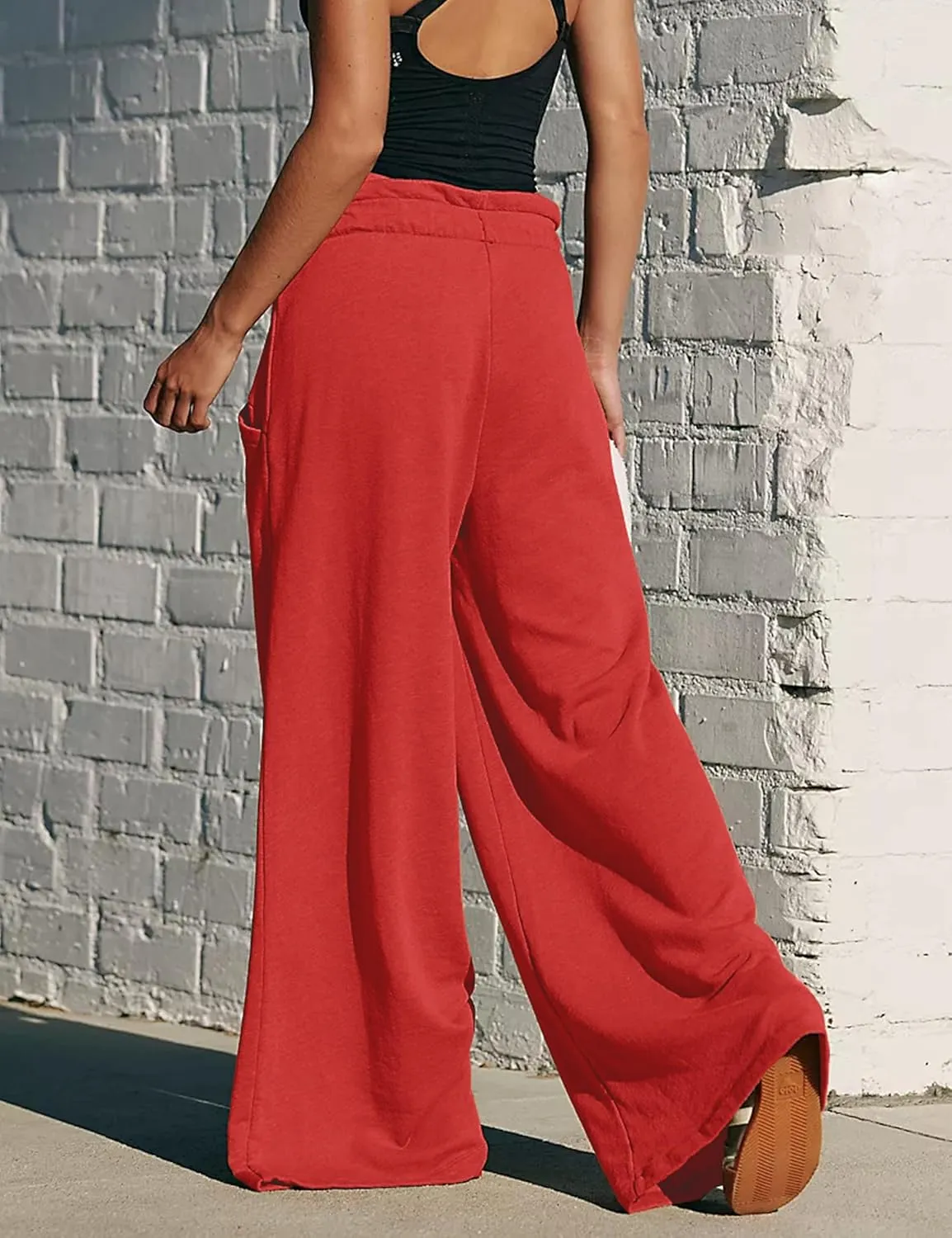 Wide Leg Sweatpants Women High Waisted Cotton Baggy Flared Workout Pants Drawstring Athletic Joggers