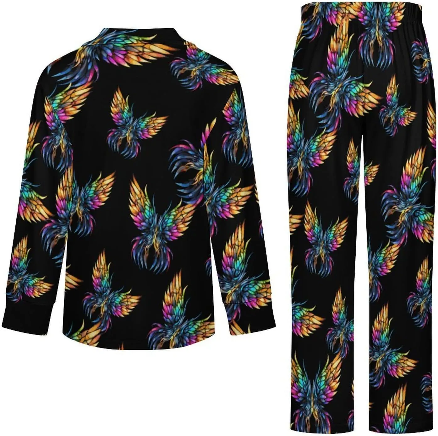 Wings of The Dragon Women's Long Sleeve Pajama Set Soft Button Down Nightwear Loungewear Lounge Sets