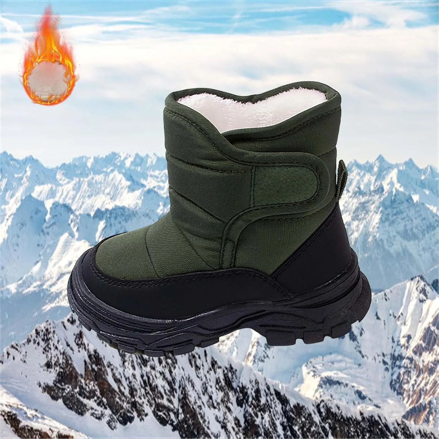 Winter Ankle Boots for Kids Boys Anti Slip Fleece Warm Comfort Lined Casual Outdoor Sports Shoes Thick Snow Boots