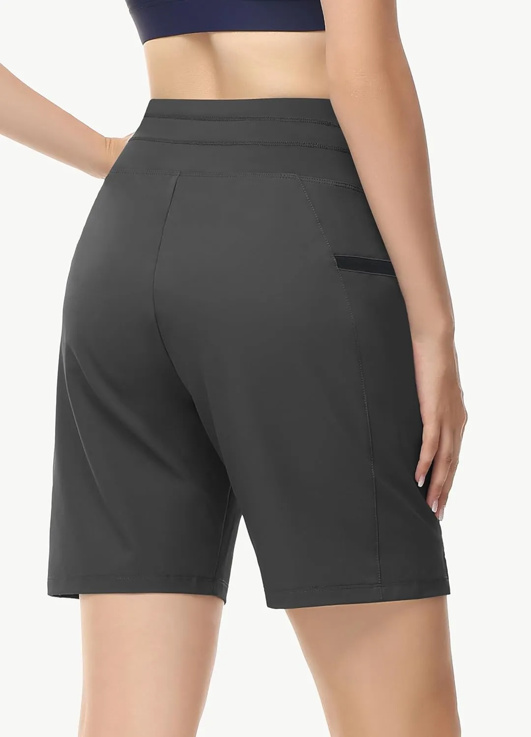 Wmen's 7" Hiking Athletic Shorts - High Waisted Quick Dry Lightweight Summer Travel Board Shorts with Zip Pockets UPF50