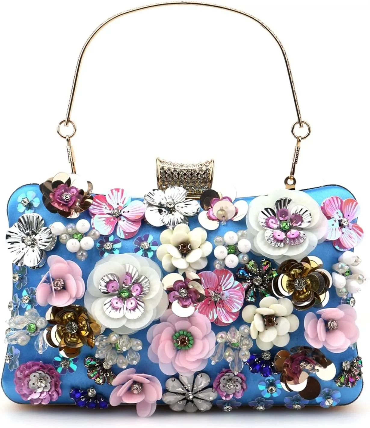 Women Bags Flower Diamonds Embroidery Small Clutch Luxury Lady Handbags Evening Bags Chain Shoulder Purse