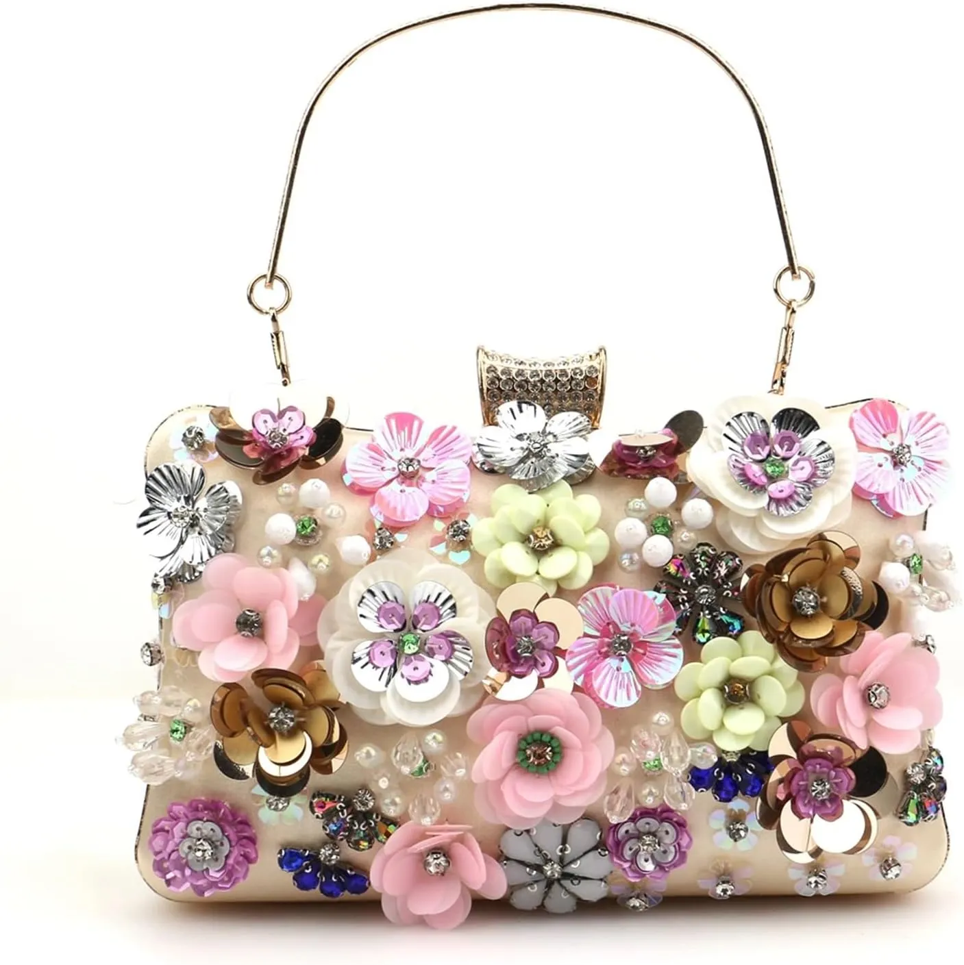 Women Bags Flower Diamonds Embroidery Small Clutch Luxury Lady Handbags Evening Bags Chain Shoulder Purse