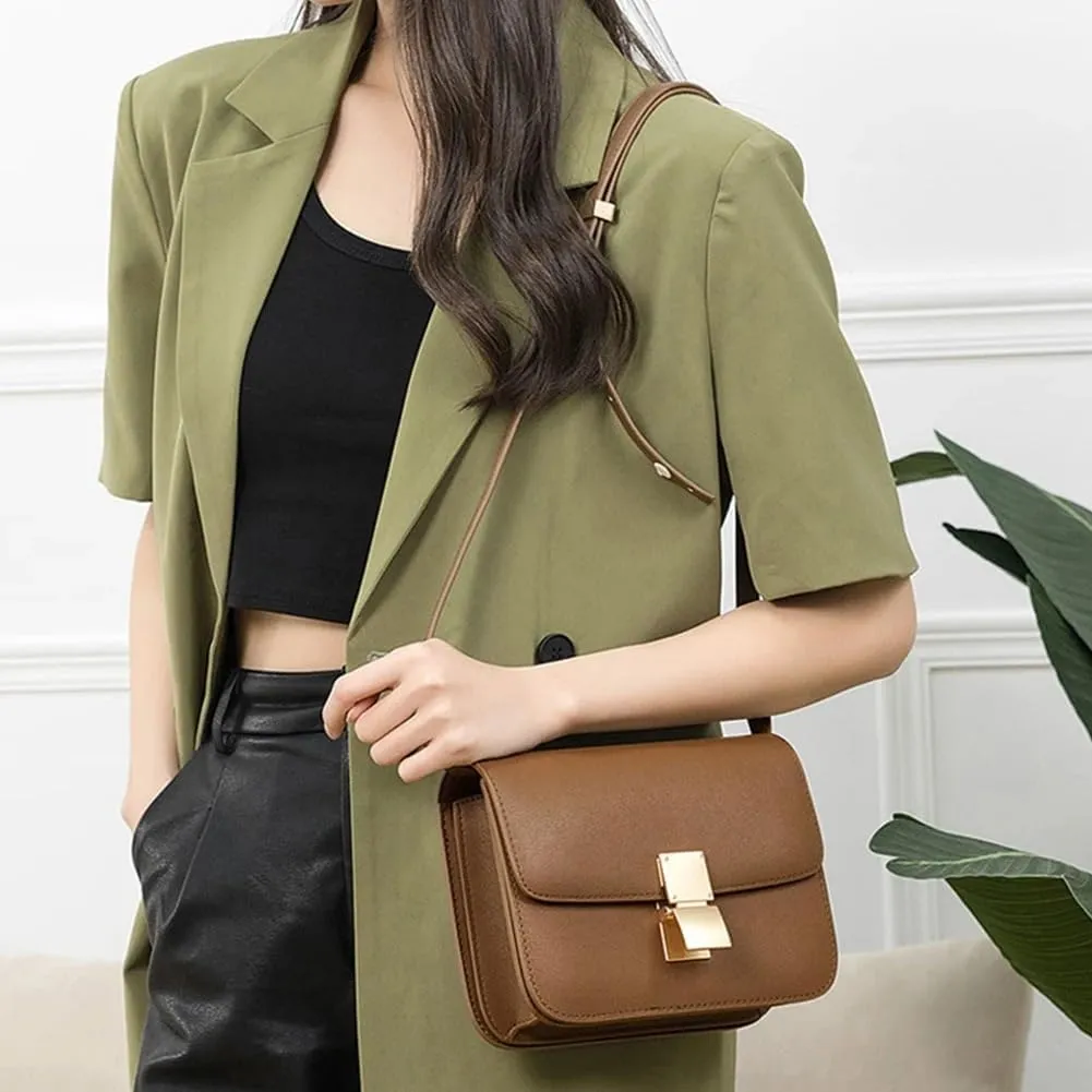 Women Shoulder Bags, Retro Square Bag Women's PU Leather Luxury Designer Handbag Fashion Messenger BagsTofu Bags