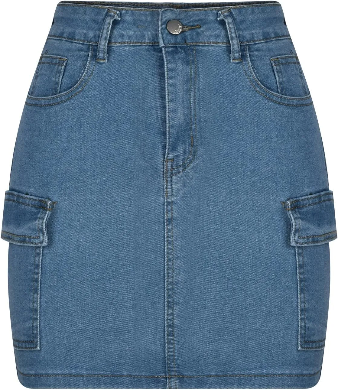 Women Slim Denim Skirt Shorts Jean High Waisted Stretchy Button Hot Pants Summer Casual Bodycon Jean Pencil Skirt
