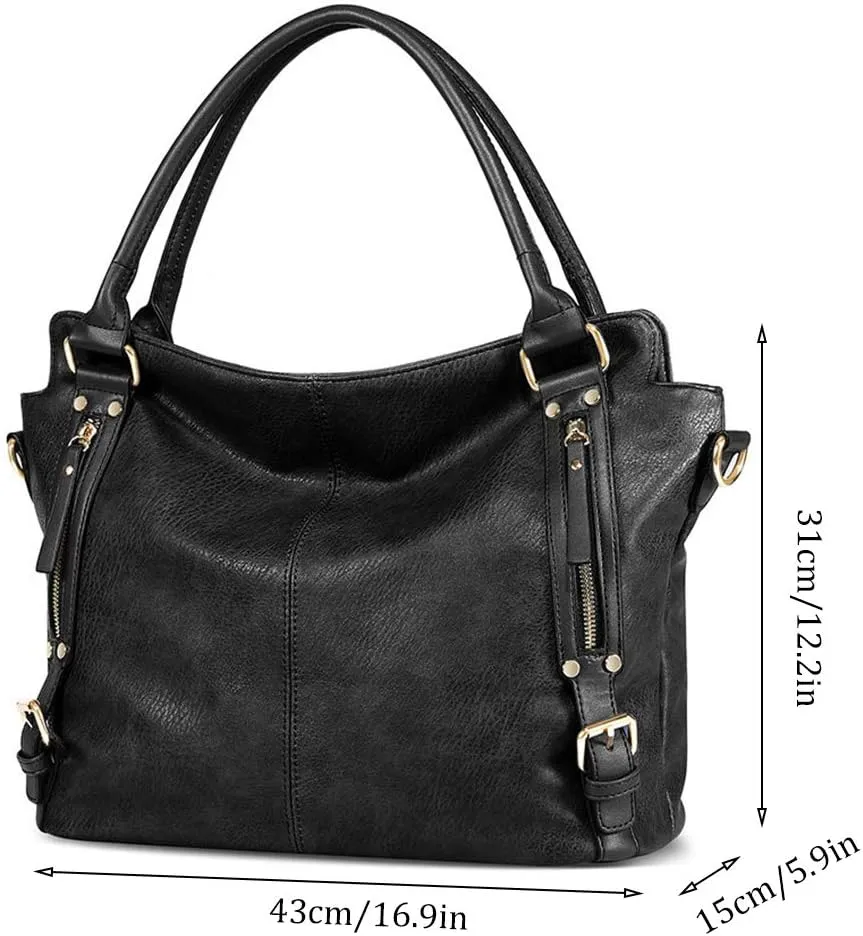 Women Top Handle Satchel PU Leather Handbag And Purse Messenger Shoulder Big Tote