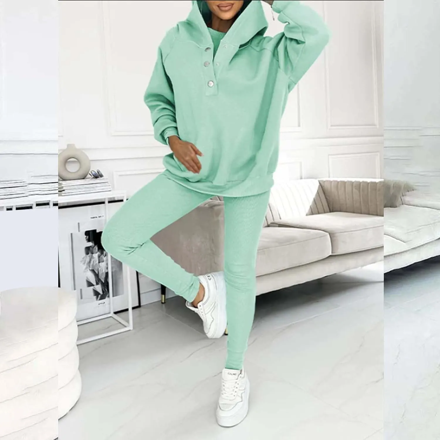 Womens 3 Piece Sports Outfits Lounge Hoodie Sweatsuit Sets Oversized Sweatshirt Baggy Fall Slim Trousers Vest Sweatpants