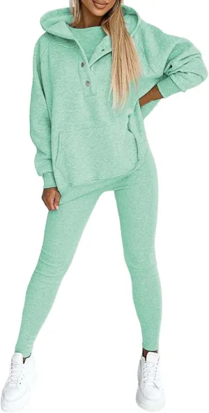 Womens 3 Piece Sports Outfits Lounge Hoodie Sweatsuit Sets Oversized Sweatshirt Baggy Fall Slim Trousers Vest Sweatpants