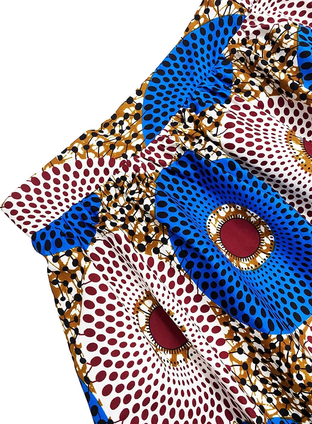 Women's African Print Wax Skirts Ankara Flared Skirt A Line Short Skirt with Pockets