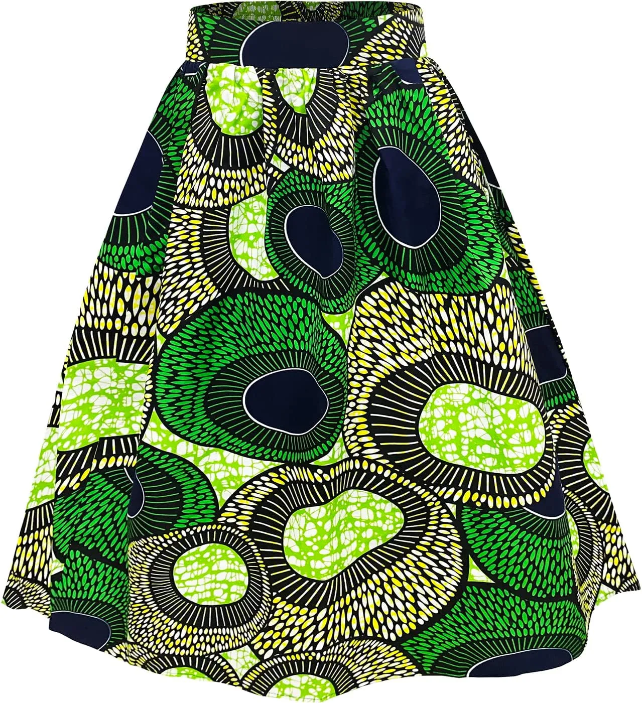 Women's African Print Wax Skirts Ankara Flared Skirt A Line Short Skirt with Pockets