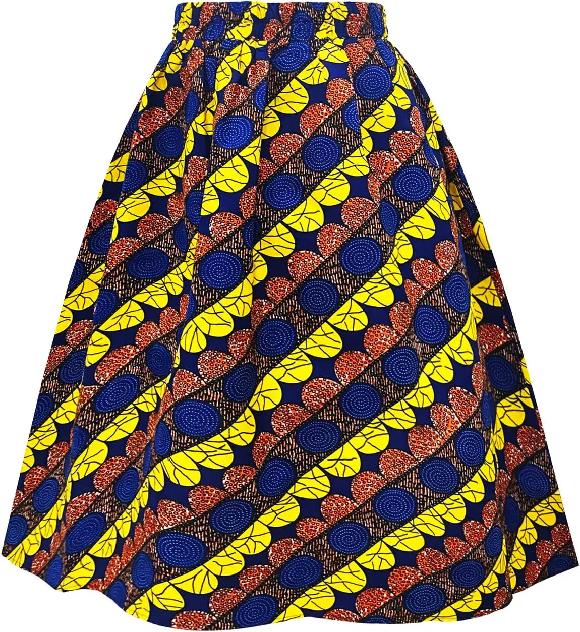 Women's African Print Wax Skirts Ankara Flared Skirt A Line Short Skirt with Pockets
