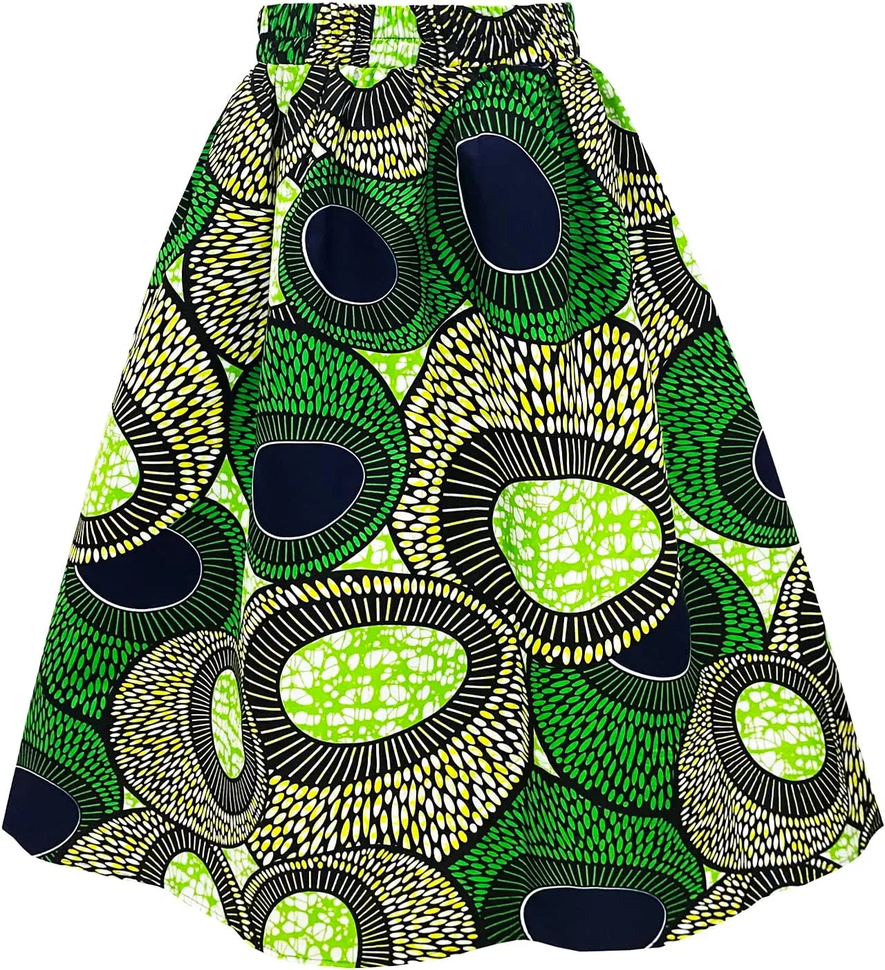 Women's African Print Wax Skirts Ankara Flared Skirt A Line Short Skirt with Pockets