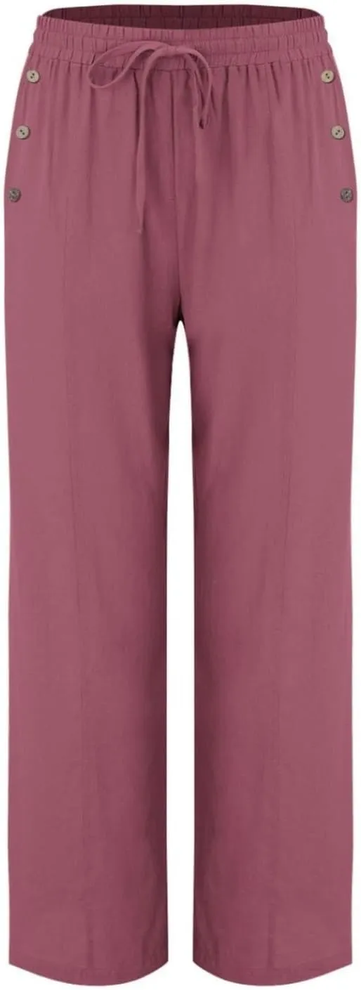 Womens Cotton Linen Pants High Waisted Baggy Pants with Elastic Waist Relax Fit Lantern Trouser with Pockets