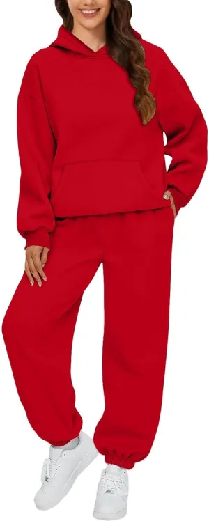 Womens Fall/Spring Fashion 2025O versized with Pockets Joggers Set: Loose Fit Casual Sweatsuit Baggy Y2k Trendy Set