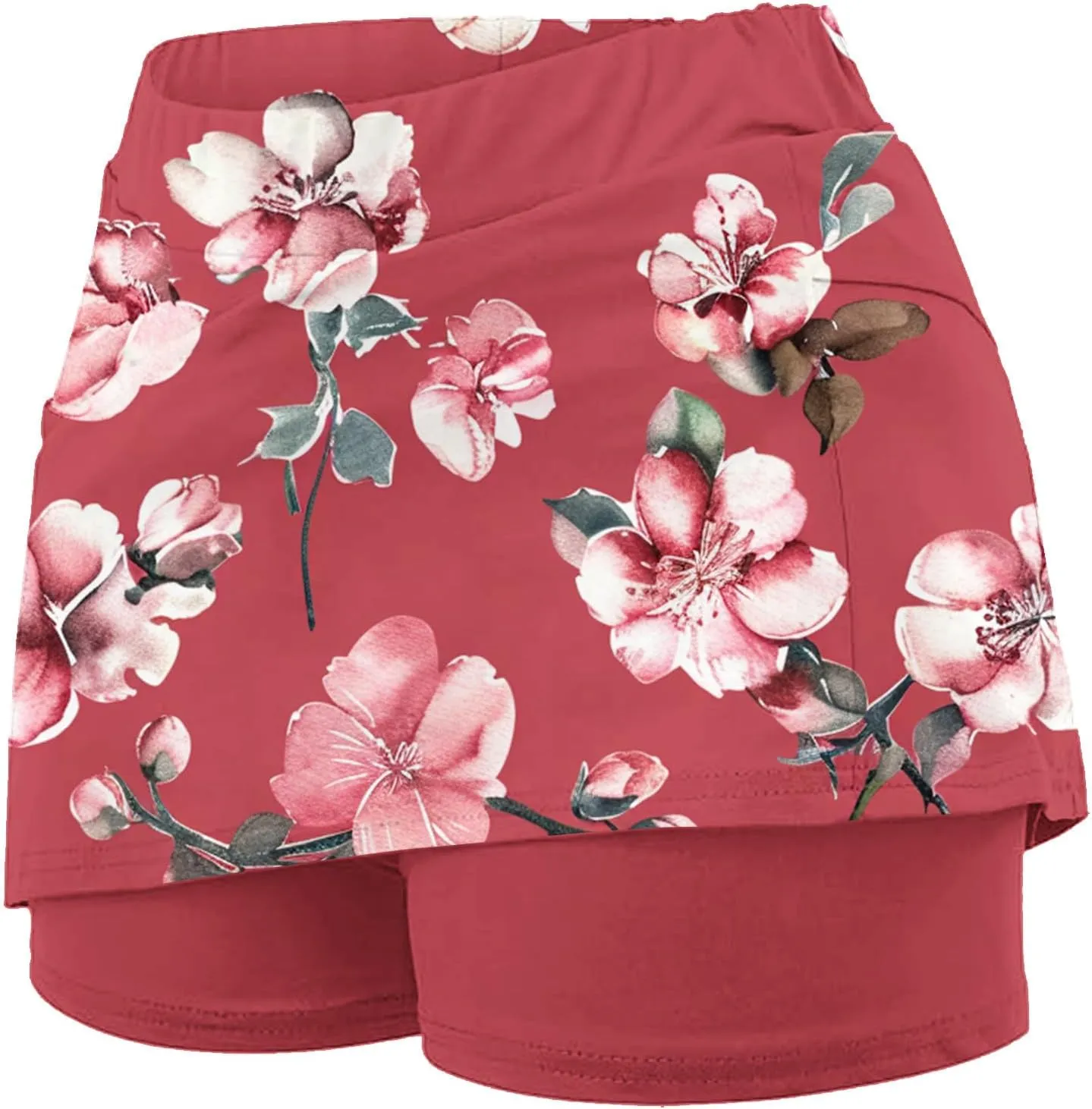 Women's High-Waisted Skirt with Shorts Floral Printed Mini Tennis Athletic Golf Skirts Teen Girls Skater Skorts