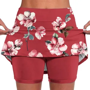 Women's High-Waisted Skirt with Shorts Floral Printed Mini Tennis Athletic Golf Skirts Teen Girls Skater Skorts