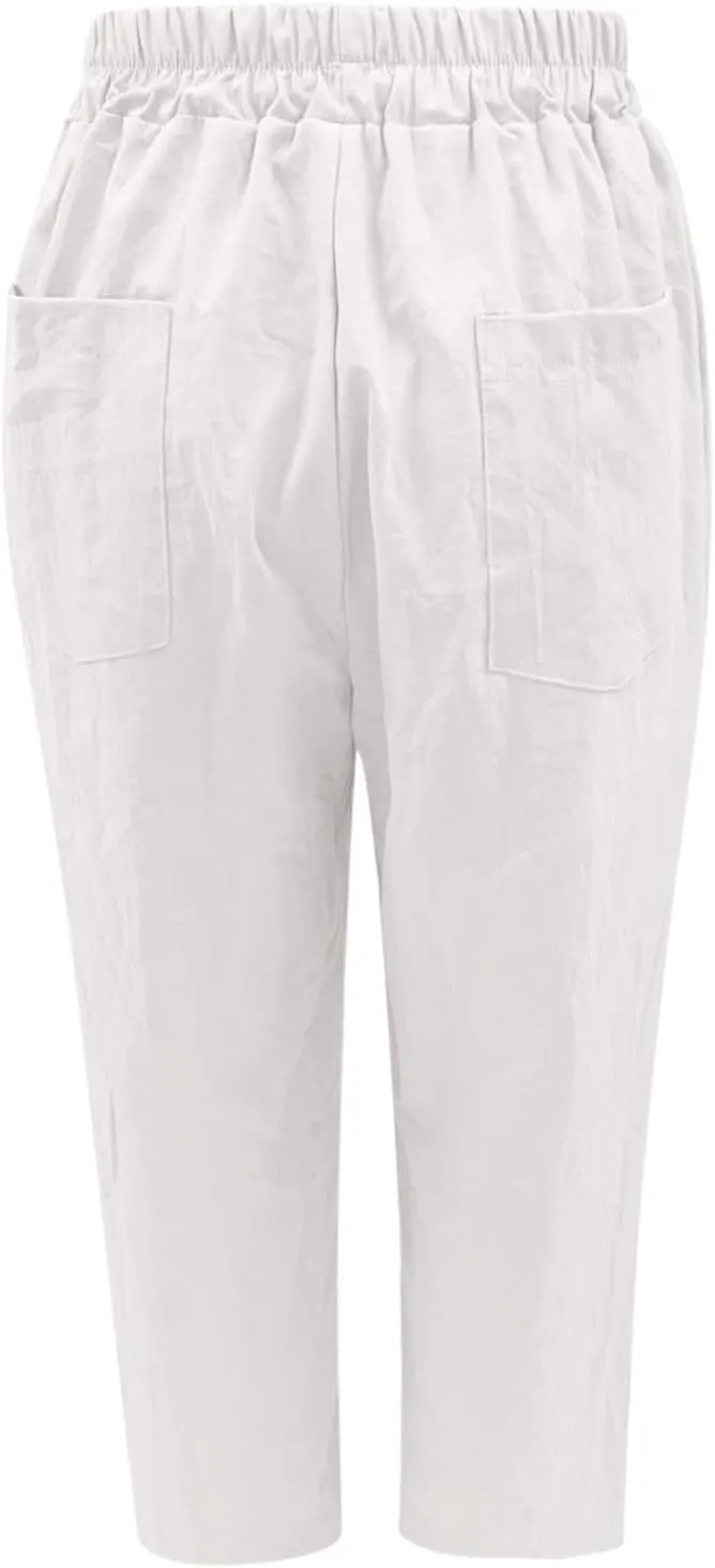 Womens Linen Pants Plus Size Palazzo Pants Wide Leg Pant Loose Fit Casual Comfy Lounge Flowy High Waist Trousers