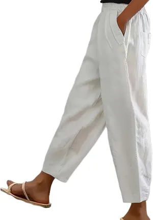 Womens Linen Pants Plus Size Palazzo Pants Wide Leg Pant Loose Fit Casual Comfy Lounge Flowy High Waist Trousers