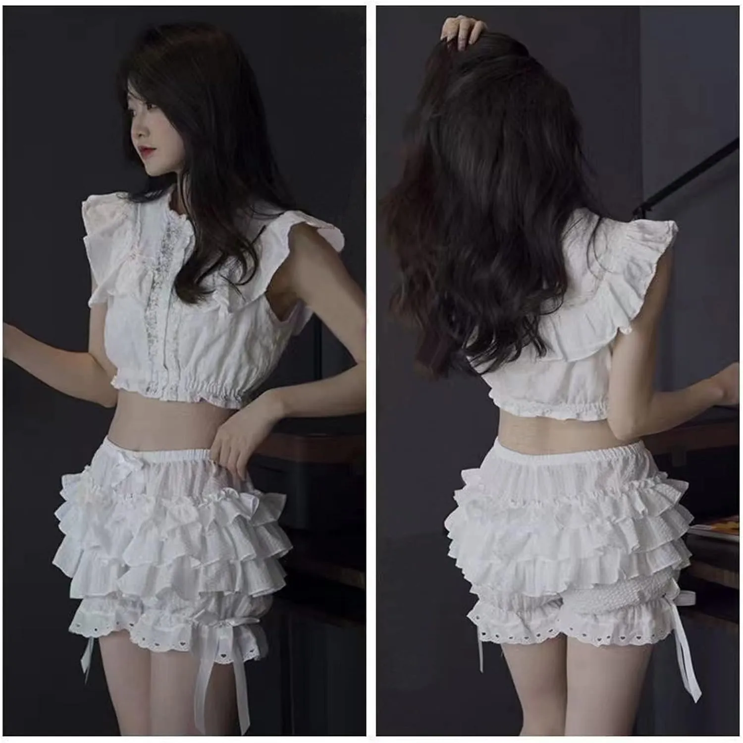Womens Lolita Bloomers Plush Ruffles Pumpkin Pants Bottom Shorts