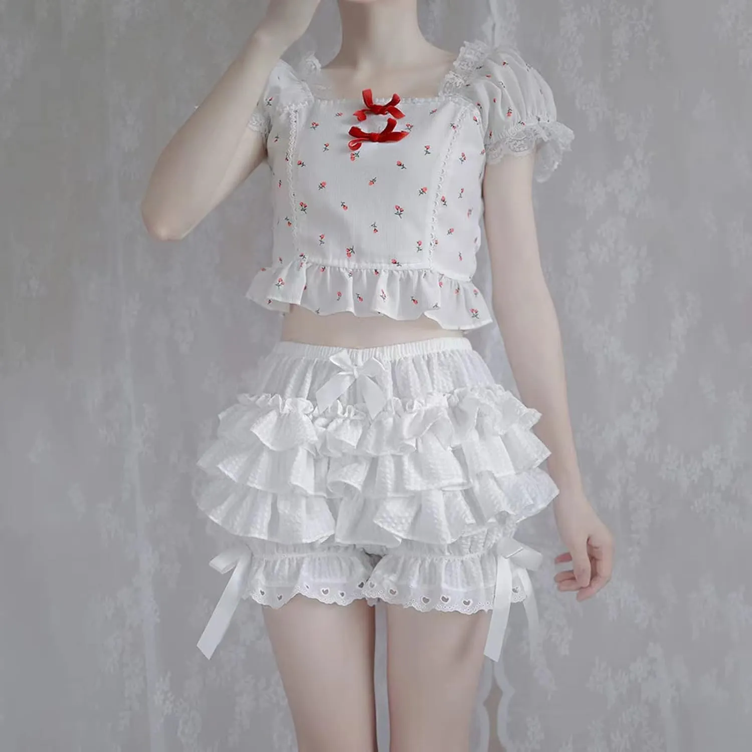 Womens Lolita Bloomers Plush Ruffles Pumpkin Pants Bottom Shorts