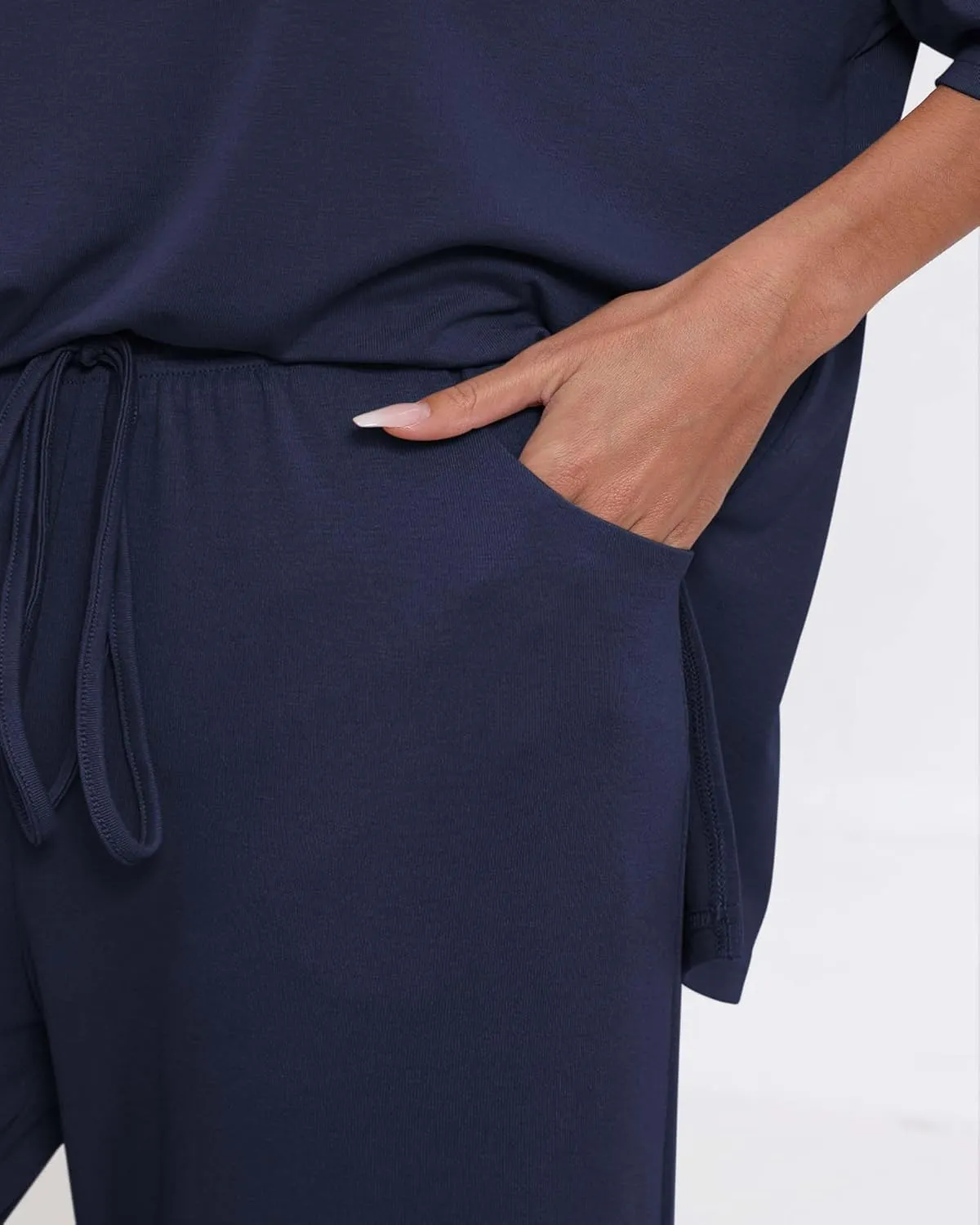 Womens Lounge Set 2 Piece Outfits Casual Loose Fit Short Sleeve Tops and Wide Leg Pants Tracksuits