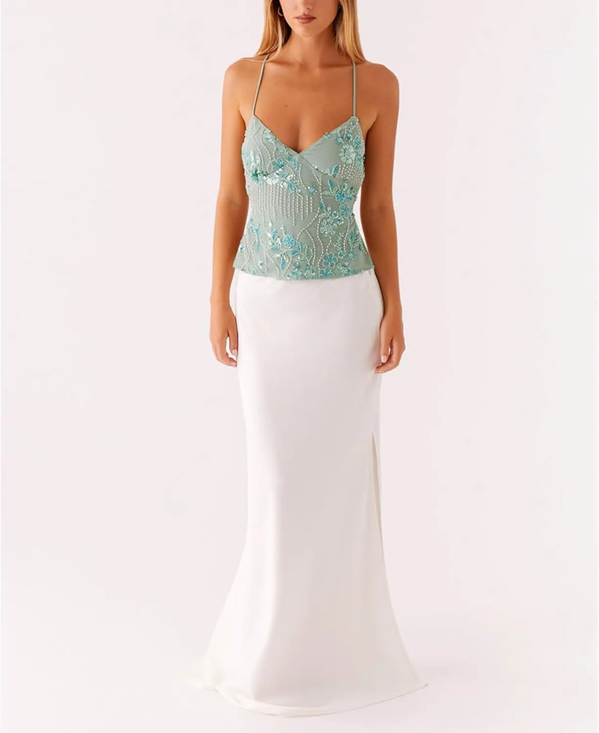 Women's Sequin Tops Sleeveless V Neck Sparkly Pearl Embellished Floral Camisole Backless Going Out Tank Top