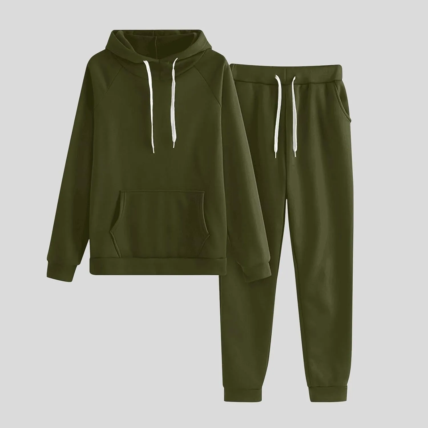 Women's Sweat Suits 2 Piece Outfits Hooded Pullover Waisted Pants Casual Jogging Tracksuit Lounge Set with Pockets