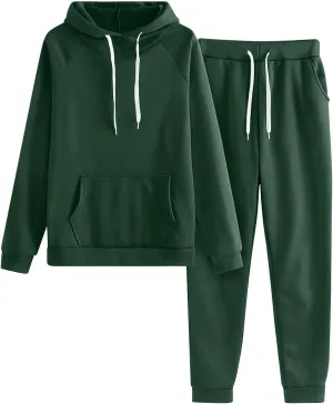 Women's Sweat Suits 2 Piece Outfits Hooded Pullover Waisted Pants Casual Jogging Tracksuit Lounge Set with Pockets