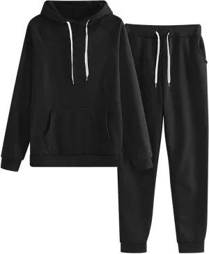 Women's Sweat Suits 2 Piece Outfits Hooded Pullover Waisted Pants Casual Jogging Tracksuit Lounge Set with Pockets