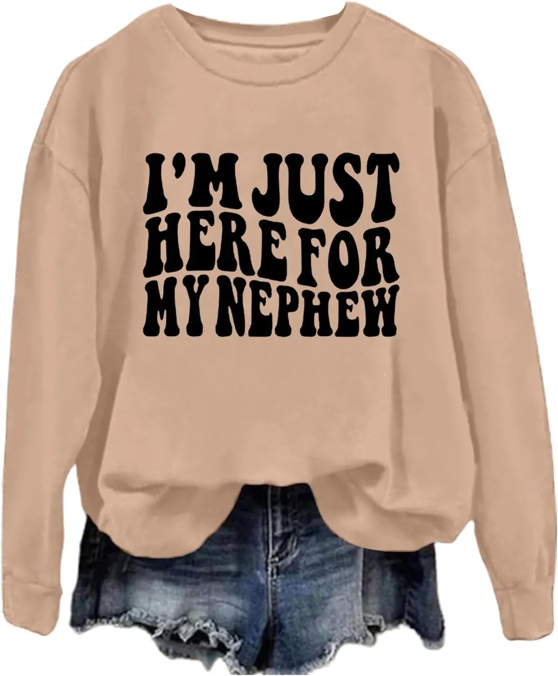 Women's Trendy Pullover Hoodie Letter Print Round Neck Top For Fall & Winter Oversize Hoodies Sweatshirt Women